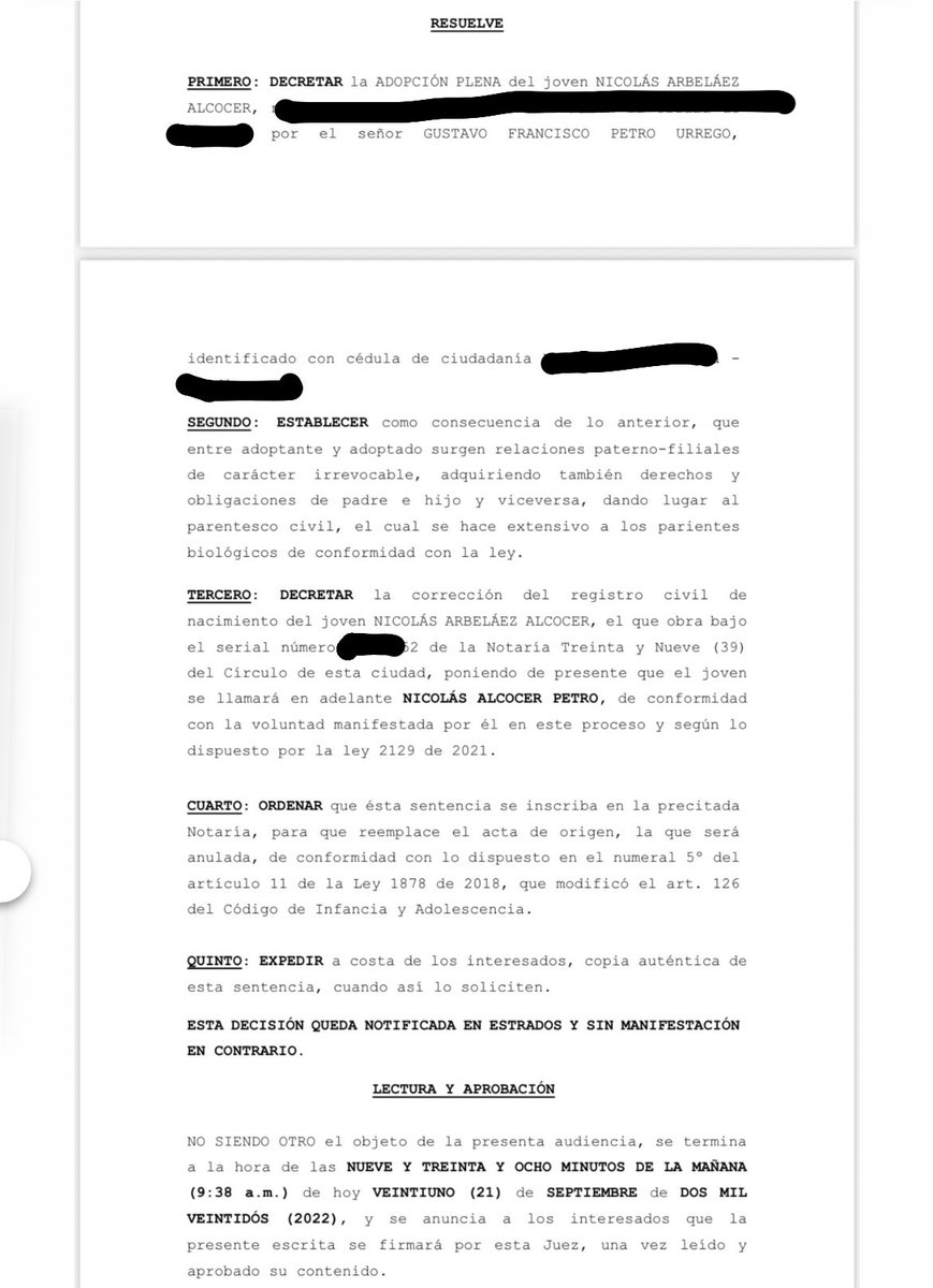 Quiero informar ante la opinión pública que he sido adoptado oficialmente por mi papá adoptivo quien me acogió y me crió desde que tengo 1 año. Soy oficialmente Nicolás Alcocer Petro. Gracias papá ❤️