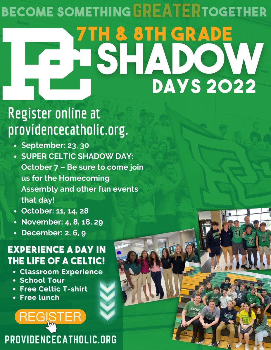 PCHS_Celtics's tweet photo. Super Celtic Shadow Day is just a few weeks away! 7th &amp; 8th graders are invited to attend and experience life in the day of a Celtic. There will be classes, lunch, and of course, our annual Homecoming Pep Rally! https://t.co/cfuhmhPUoF