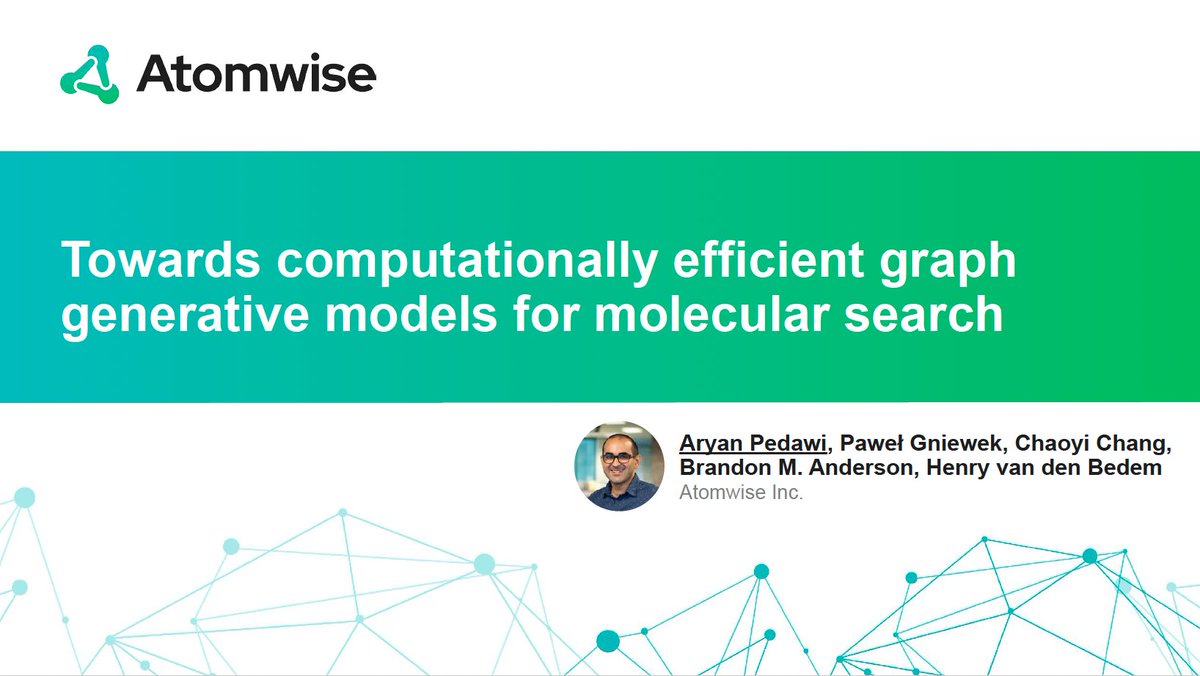 Download Atomwise scientist Aryan Pedawi's #ACSFALL2022 presentation, 'Towards computationally efficient graph generative models for molecular research.' #AI #DrugDiscovery hubs.la/Q01mPLLb0