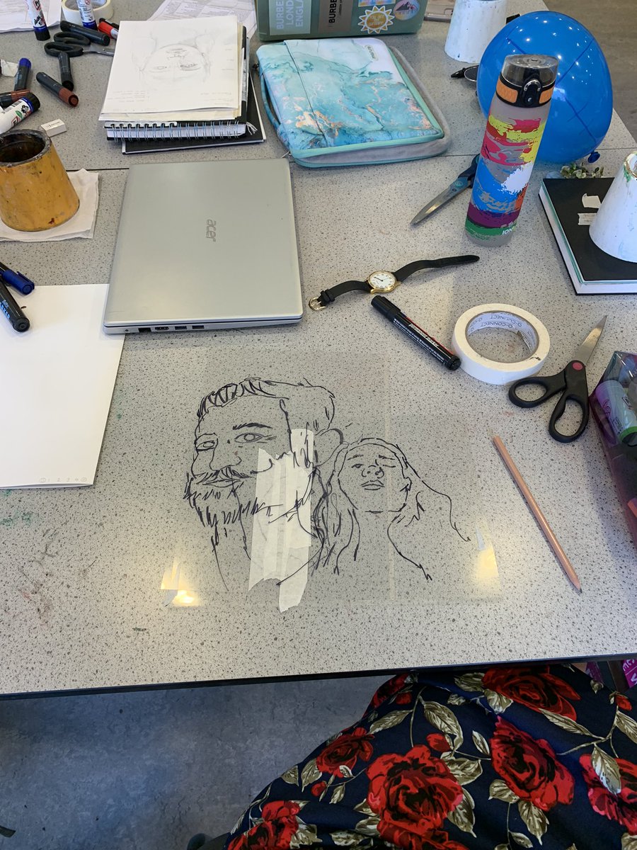 Portraiture day today! 
A wonderful range of ways to explore portraits - formula drawn, clay, mono print… to name a few 
#edpgde <a href="/ArtMorayHouse1/">Isobel Finnie</a>