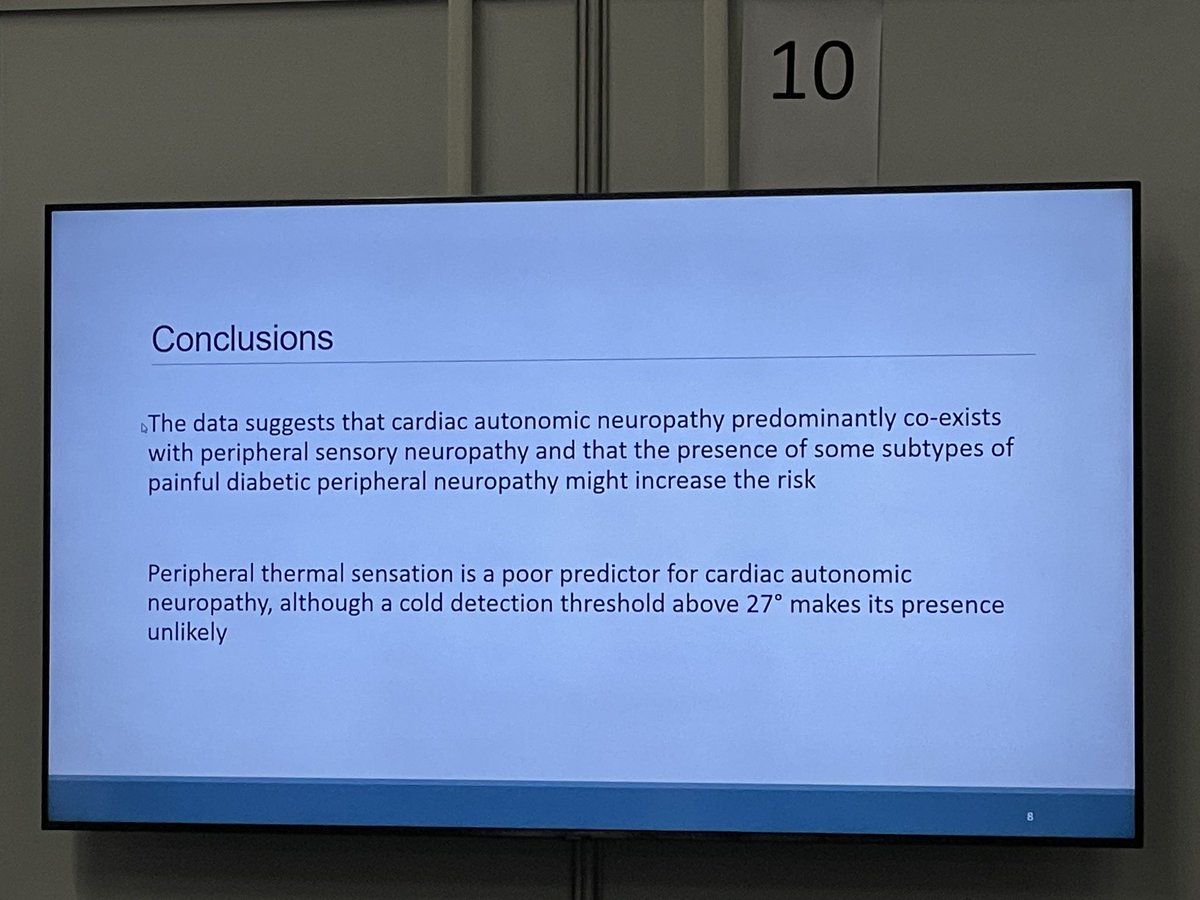 Interesting conclusion from study (abstract 713) presented by Prof. @NielsEjskjaer: cardiac autonomic #neuropathy #CAN only exist when there is concomitant #DiabeticPeripheralNeuropathy #DPN #StenoNord #SDCN #EASD2022 #Stockholm