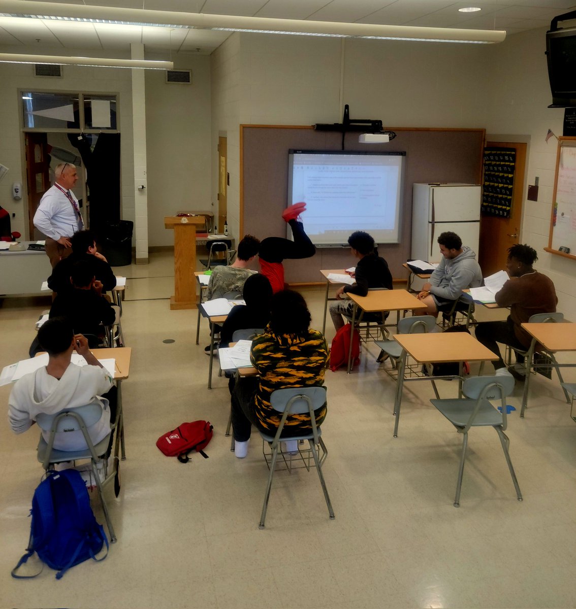Mr. Holmes excitement about the students acquired vocabulary, quite literally flips him upside down!!! Keep up the great work Rams!!! 
<a href="/BCHSprincipal/">Pete Wininger</a>
<a href="/BristolCTSchool/">Bristol Public Schools</a> 
<a href="/MartinoAmy/">Amy Martino</a>