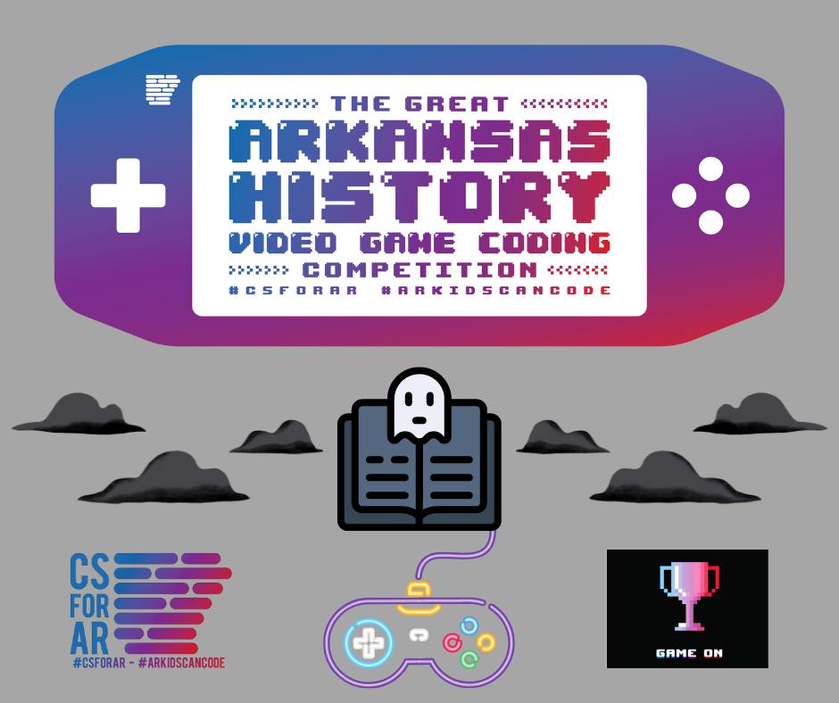 ArkansasEd's tweet photo. The 4th Annual Great Arkansas History Video Game Coding Competition has begun! Students get a rare opportunity to compete and explore the intersection of computer science, video games, Arkansas history, and ELA. Learn more at https://t.co/uHQ9PGSenj. #CSforAR #ARKidsCanCode https://t.co/aoLZw98YBV