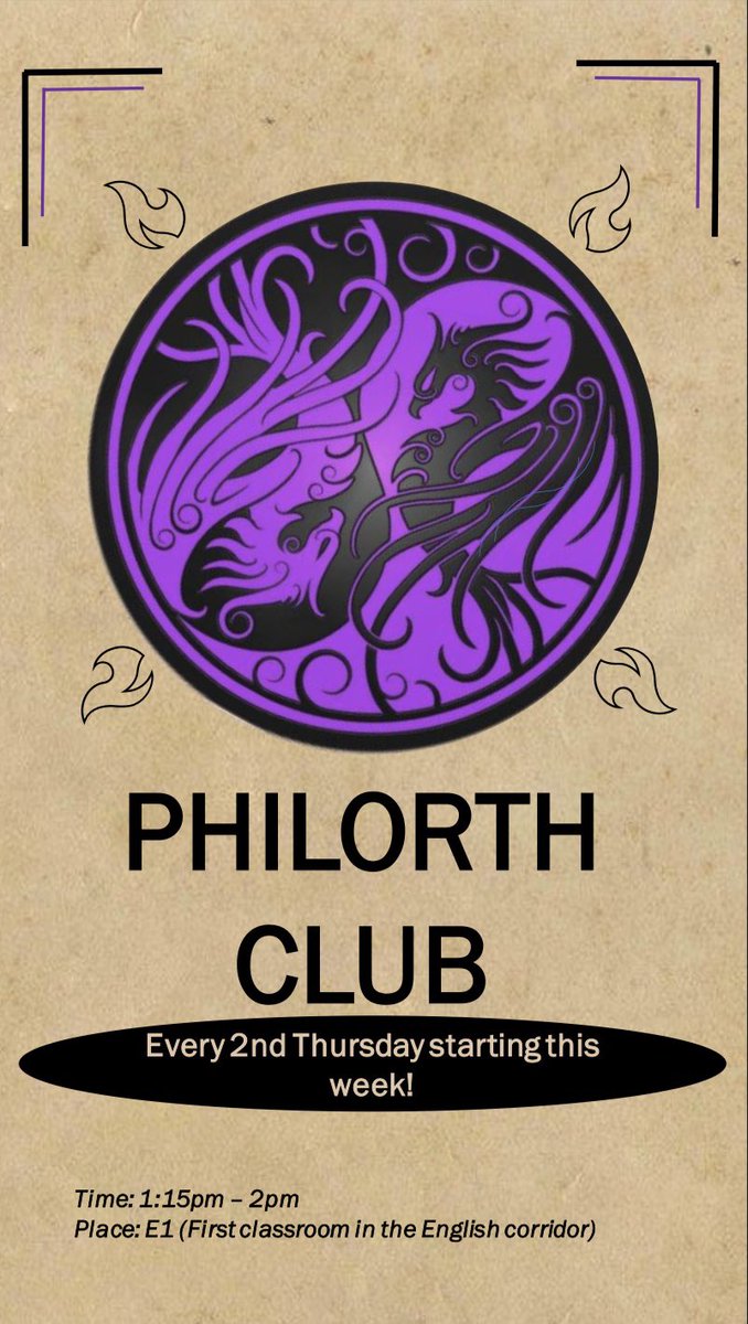 📣 Don’t forget Philorth Club is starting up tomorrow at lunch! Attend to gain house points! 📣