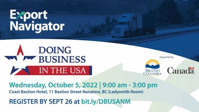 ExportNavBC's tweet photo. Are you a business owner in or near #Nanaimo? If you’re looking for information on how to grow your business, then check out our new #seminar on Doing Business in the USA (#DBUSA).
Register now: https://t.co/YmAXLIorQd
@SmallBusinessBC #ExportNavigator #bcseminar #bcnetworking https://t.co/OmA9e3uhMF