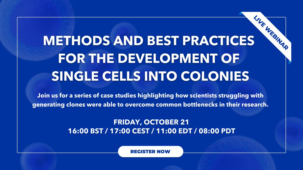 Cell Microsystems (@cellmicrosys) on Twitter photo Single-cell clone generation remains a major bottleneck in cell engineering. Join us for case studies highlighting how scientists struggling with generating clones were able to overcome common bottlenecks in their research. hubs.la/Q01mT8sN0
#cellraft #cellraftarray Single-cell clone generation remains a major bottleneck in cell engineering. Join us for case studies highlighting how scientists struggling with generating clones were able to overcome common bottlenecks in their research. hubs.la/Q01mT8sN0
#cellraft #cellraftarray