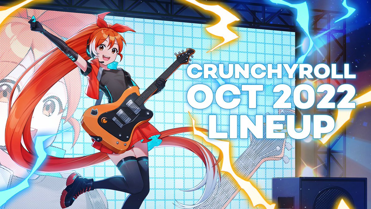 Crunchyroll's tweet photo. The sights, the sounds, the stage! Get ready for anime's most electrifying lineup as our Fall 2022 lineup illuminates your screens! ⚡
🎸 MORE: https://t.co/AAOt7UWqzN https://t.co/X9u3H3nWro