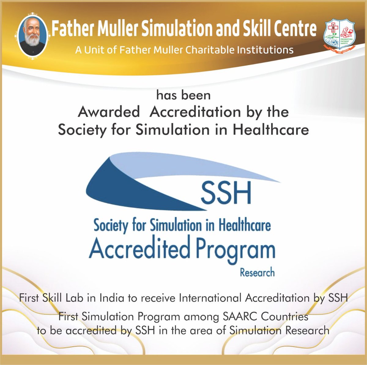 A truly proud moment for all of us at Father Muller Charitable Institutions, Mangalore and a well deserved acknowledgement for all of us at Father Muller Simulation and Skill Centre. 🎉