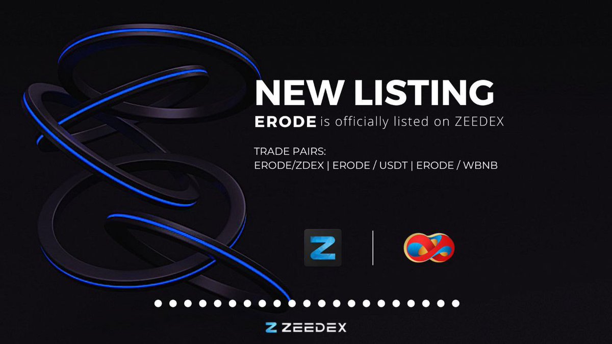 🥳 We are pleased to announce 🥳
 ERODE will be listed on Zeedex.io 

#BNBChain #BSC #Zeedex <a href="/Erodesorg/">ERODES/ Pre Sale Live 💥</a>
@BNBChain

erodes.org
Zeedex.io