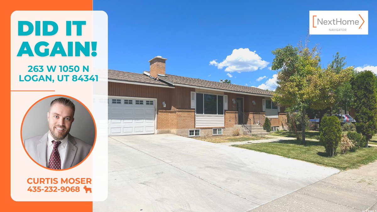 MelodyKMoser's tweet photo. Curtis did it again! Another home sold in Logan, UT! We have the GPS to Your #NextHome 🏡  

https://t.co/8Dda4M8soO  

#NextHomeNavigator #NextHomeGPS #DidItAgain #Realtor #UtahRealtor #Logan #UT #UtahRealEstate https://t.co/06xU2PSYOH