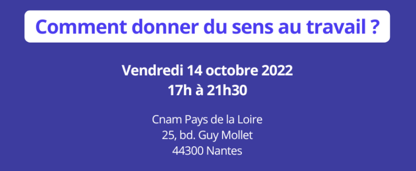 J-9 avant la fin des inscriptions du forum ouvert sur le sens au travail le 14/10 !

Parmi les participants de la table ronde, Arnaud Dumetz délégué général du <a href="/RESEAU_GERME/">GERME</a>, des membres de l'<a href="/ANDRH_Officiel/">ANDRH</a> et de l'<a href="/Apecfr/">Apec.fr</a>.

 <a href="/lab2e/">Lab2e (Laboratoire des Entreprises Engagées)</a> / SNC / <a href="/le_cnam_pdl/">Cnam-PaysDeLaLoire</a> : vu.fr/IAvP