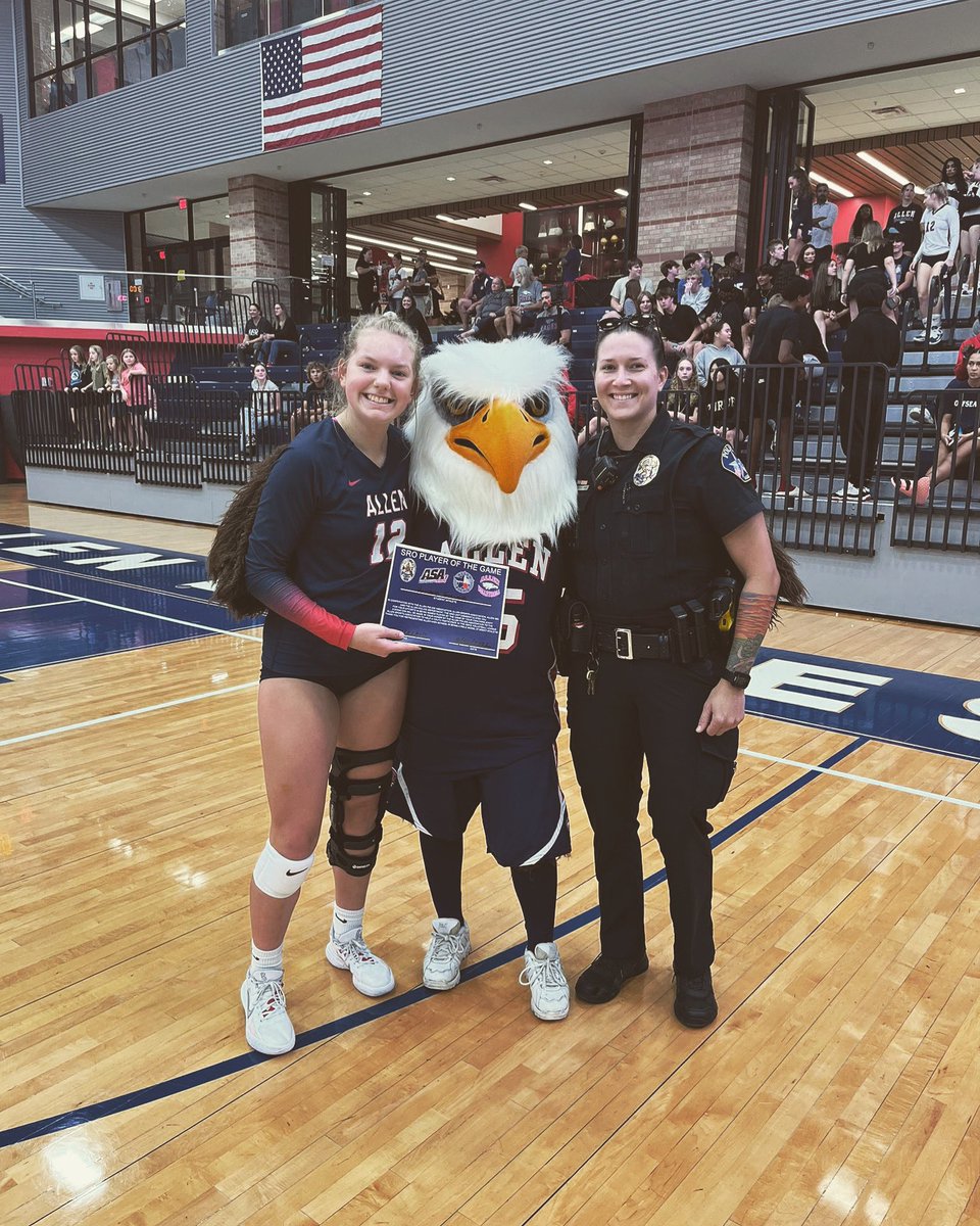 SRO Player of the Game Holland Furlong! Great game Eagles!! 🦅🔴⚪️🔵
<a href="/AllenSports_tx/">ASA Sports</a> 
<a href="/Allen_Police/">Allen Police Department</a> 
<a href="/ALLENVBALL/">Allen Volleyball</a>