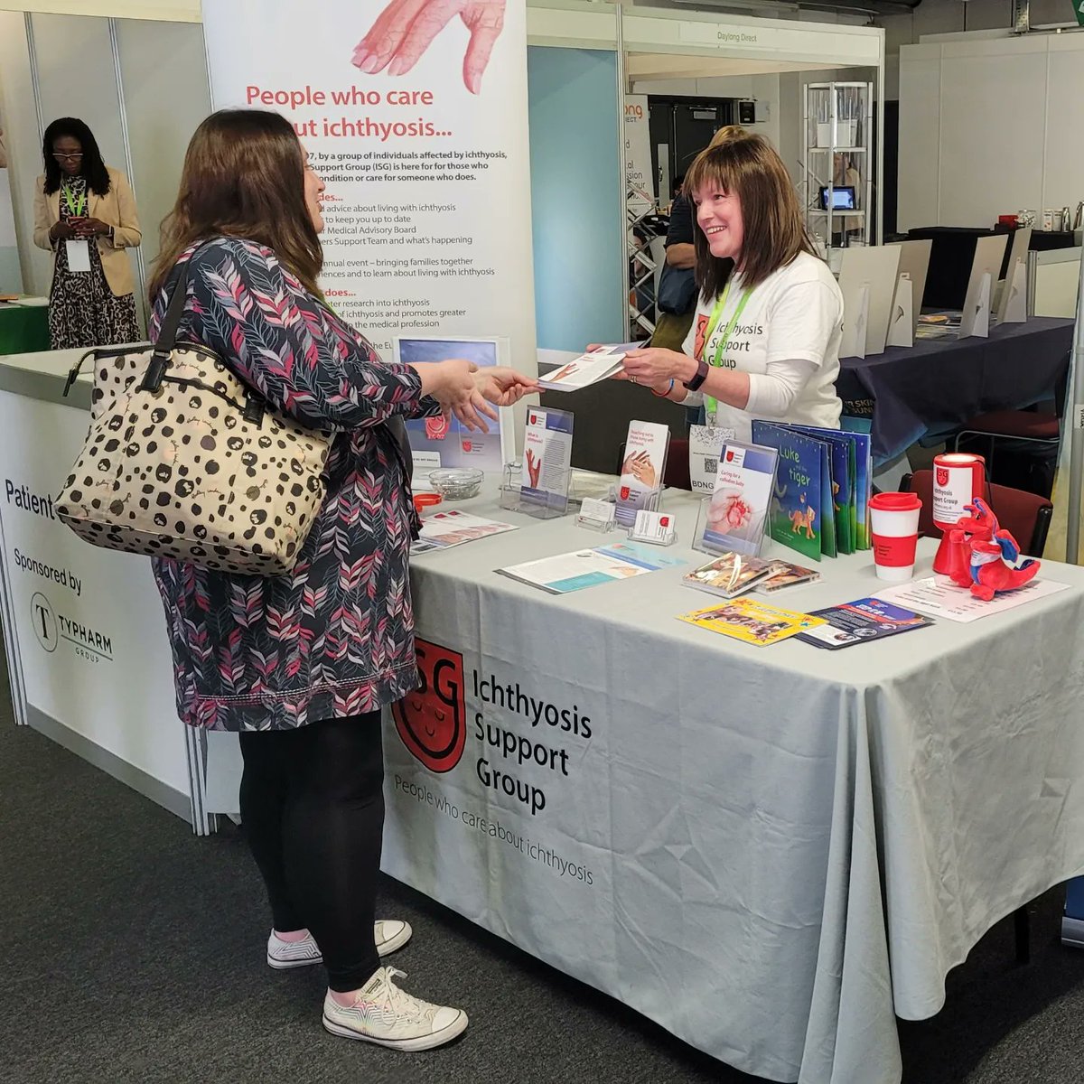 ISG_Charity's tweet photo. Day 2 of 3 at the @_BDNG Annual Conference Meeting new dermatology nurses and giving them information to give to their patients with #ichthyosis. Tomorrow Mandy is presenting with Debbie a CNS in Dermatology to talk about ichthyosis and give the patient/carer perspective https://t.co/0LX49wbV2V