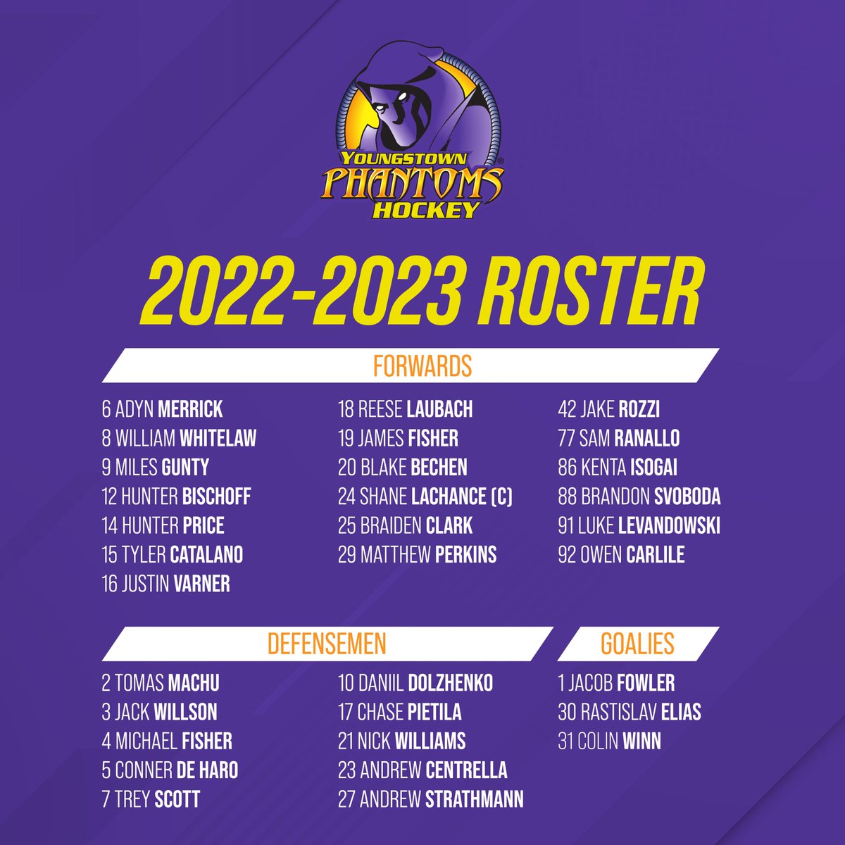 YtownPhantoms's tweet photo. Your 2022-2023 Youngstown Phantoms! https://t.co/TlPq12BDC2