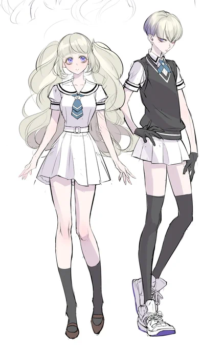 久しぶりにキャラデザなどをしています 制服の色はまだ考え中 
