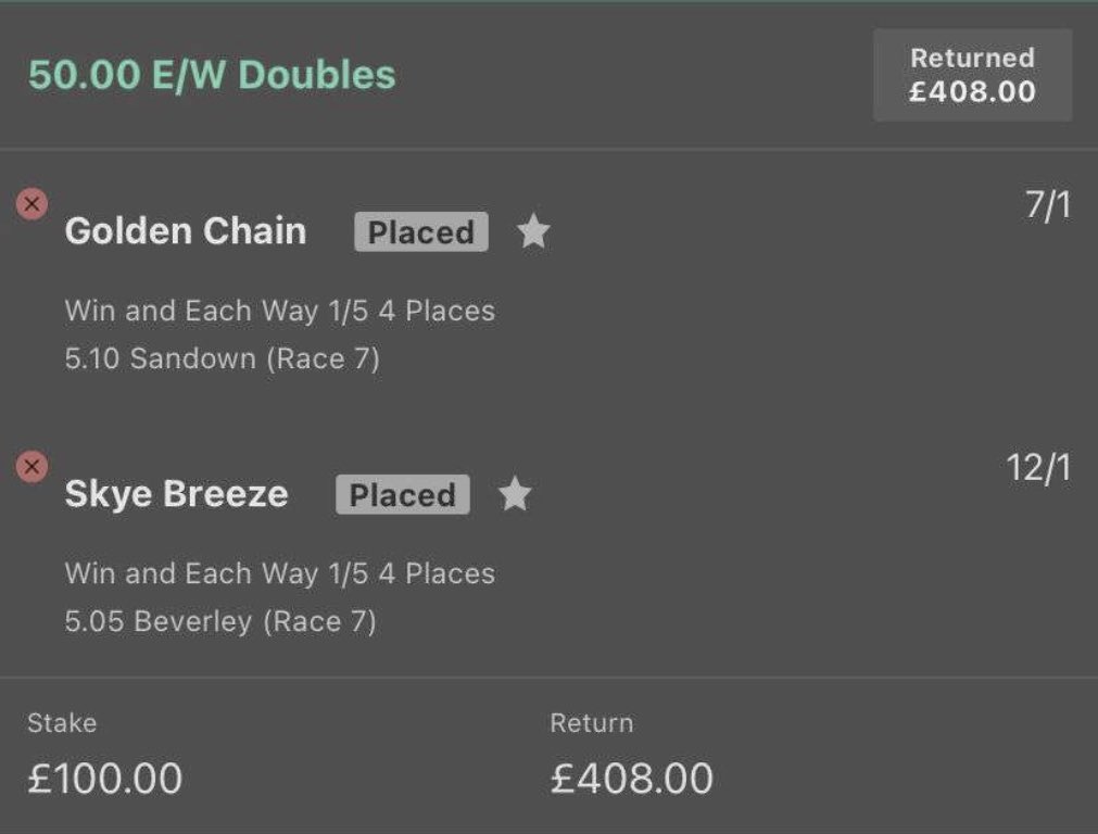 Lovely ew double from last week.