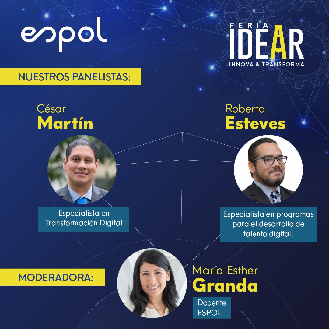 Un tema tan relevante como es la Transformación Digital en las Pymes de Ecuador será abordado en el Foro de #FeriaIdearESPOL. Conéctate mañana en: youtube.com/watch?v=Iarg04…. 
Expertos nos presentarán reflexiones interesantes.
