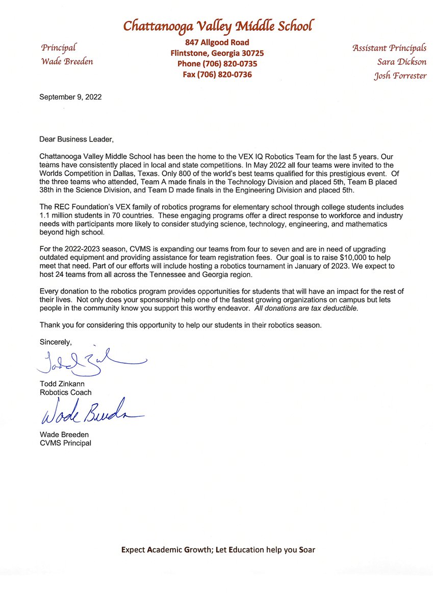 CVMSEagles's tweet photo. Sponsorship Opportunity 🦅
Every donation to the robotics program provides opportunities for students that will have an impact for the rest of their lives.
Please view the attached letters for more information. If you have questions, please email toddzinkann@walkerschools.org https://t.co/xvVZAbN1mU