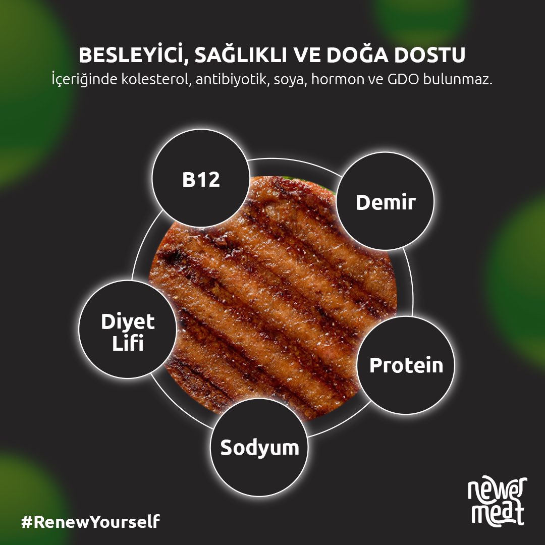 Newer Meat, mükemmel bir protein, demir ve B12 vitamini kaynağıdır. İçeriğinde kolesterol, antibiyotik, soya, hormon ve GDO bulunmaz. Hem lezzetli hem de besleyicidir.

#KendiniYenile

#newermeat #renewyourself #hayatıyenile #sağlık #doğa #iklimdeğişikliği #hareketegeç