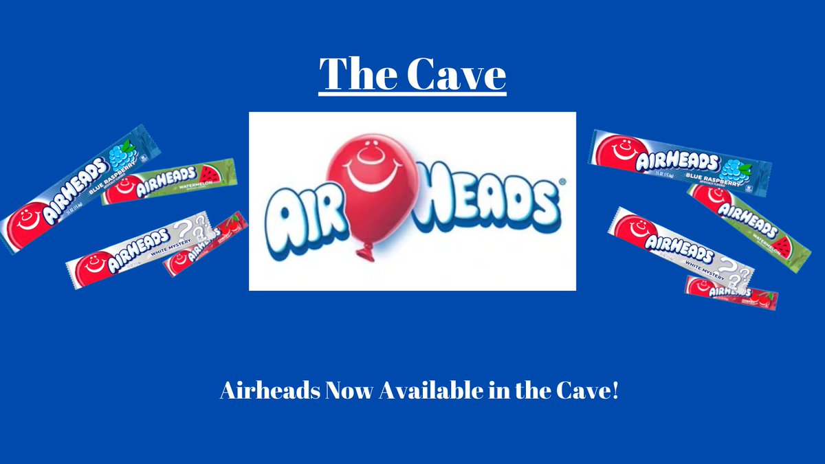 Got a sweet tooth?
Stop by The Cave to get our new in stock Airheads!!
Get 2 for a $1.