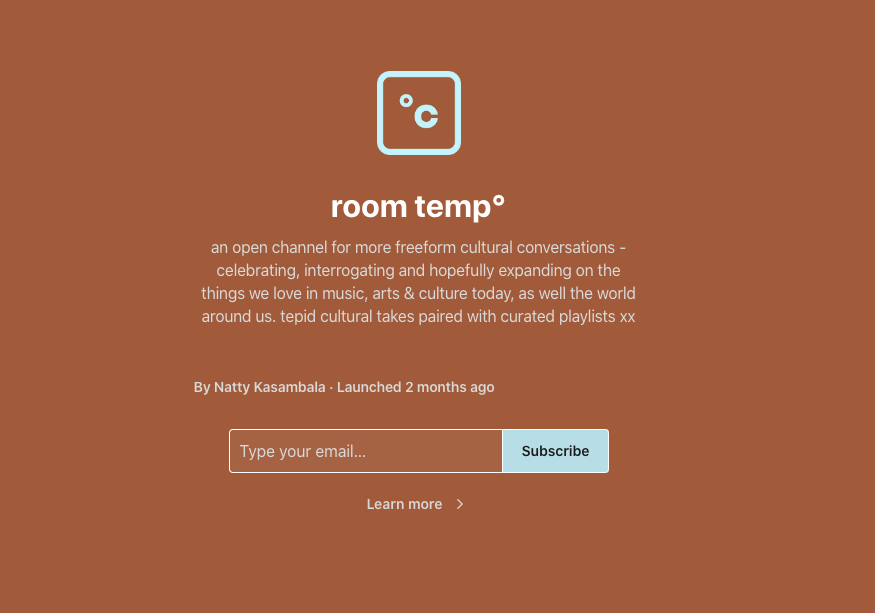 nattykasambala's tweet photo. guys, the rumours are true. I have succumbed... to starting a newsletter on substack.

it's called Room Temp° and it's gonna be fun af

if you like my tepid takes on music, film, life, love, beauty, death??? go ahead and smash that subscribe button: https://t.co/JftwOegoQs https://t.co/SqwpPd7TUF