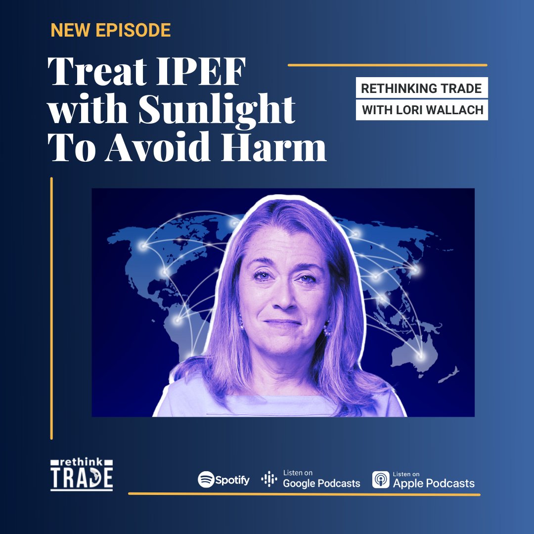 RethinkTrade's tweet photo. 🎙@WallachLori explains the secretive #trade talks (#IPEF) that are underway to set rules for 40% of the world economy. 🔗https://t.co/3NCyO1NGVS
🚨#BigTech monopolies are trying to hijack the talks to deepen their power & abuse our privacy, workers, and small businesses. https://t.co/EdSubGnOYo