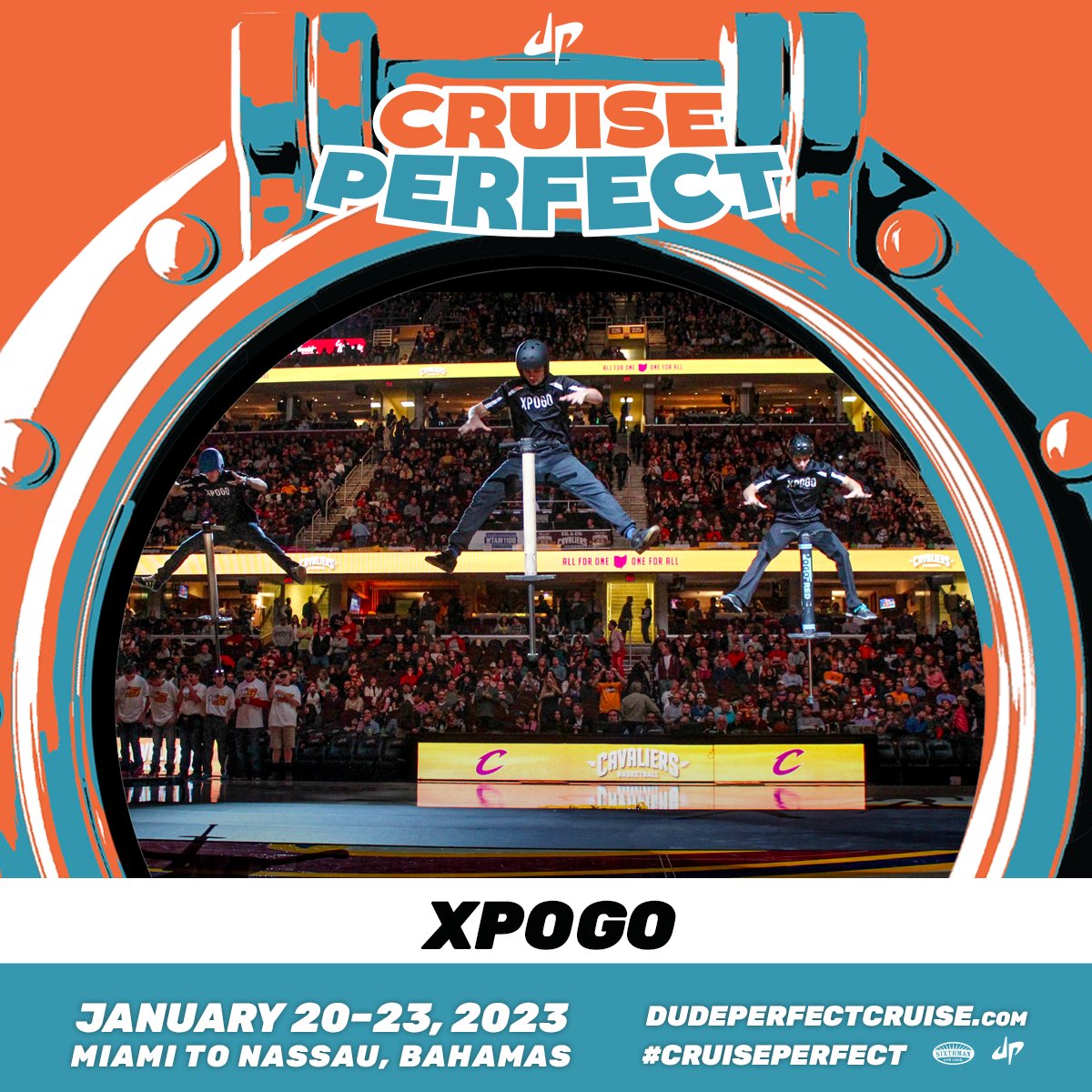 Hyped to announce we're going to be collabing with @dudeperfect again, bouncing high on the high seas and hanging out as a part of their #CruisePerfect, which is sailing from Miami from Nassau, Bahamas Jan 20-23 2023! Book now at dudeperfectcruise.com!!!
