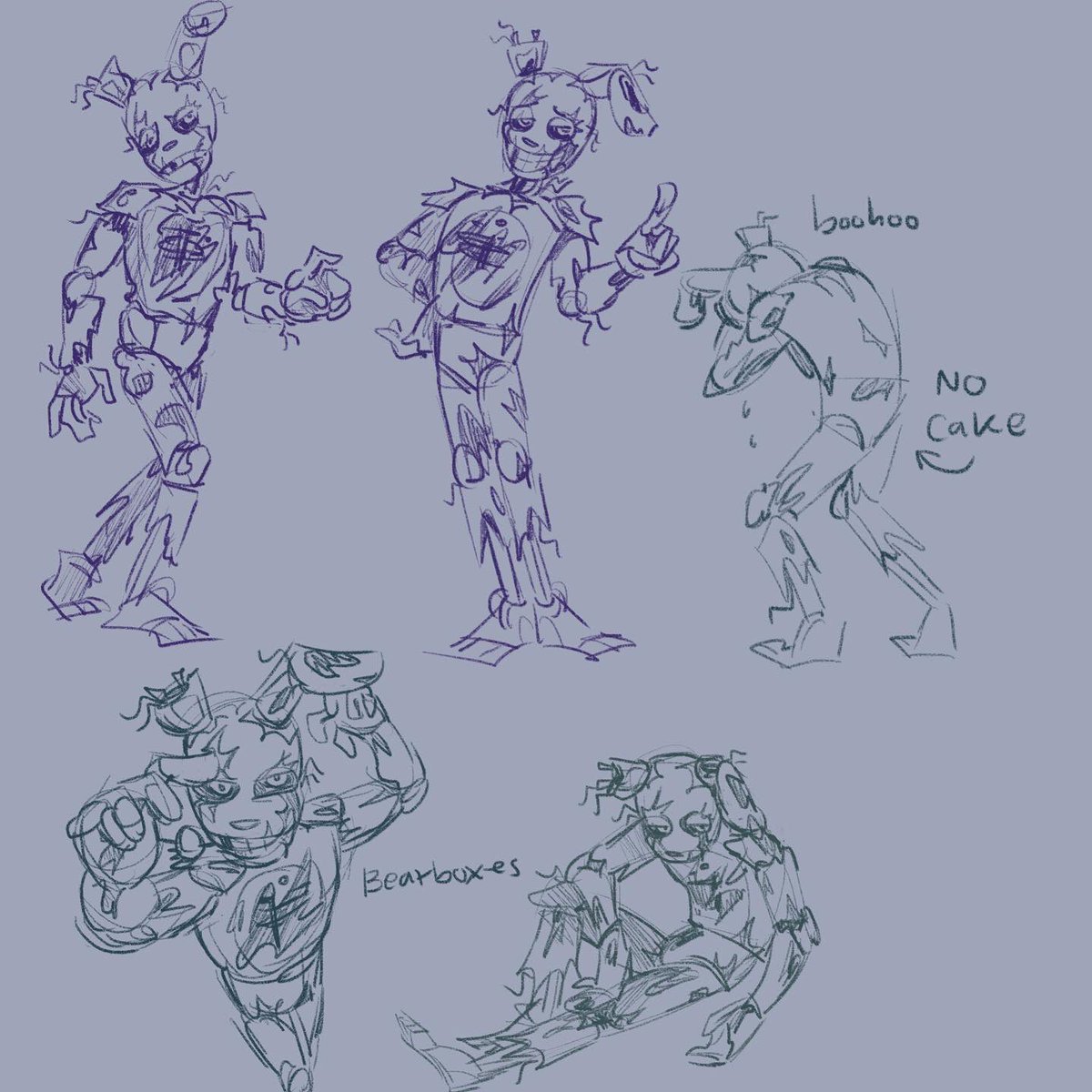 Jordan_Is_Bean's tweet photo. Doodles of the lads plus Springtrap #fnaf #sunfnaf #moonfnaf #springtrap https://t.co/lAuduuUoT7