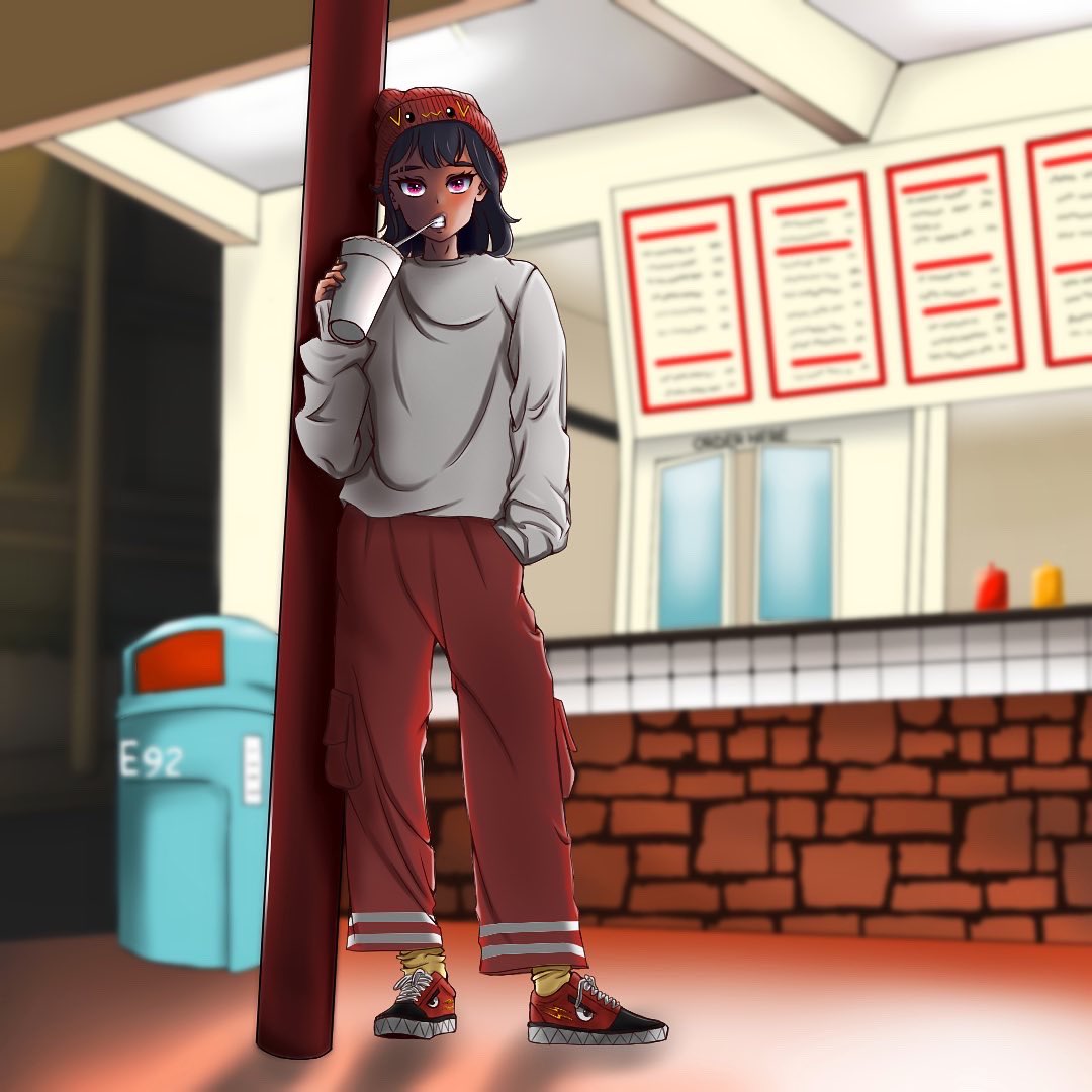 Vo_oVart's tweet photo. New OC!! Her name is Audrey she likes double cheese burgers, Coca Cola, and Cajun seasoned fries🍟 https://t.co/cb6QEmMAyB