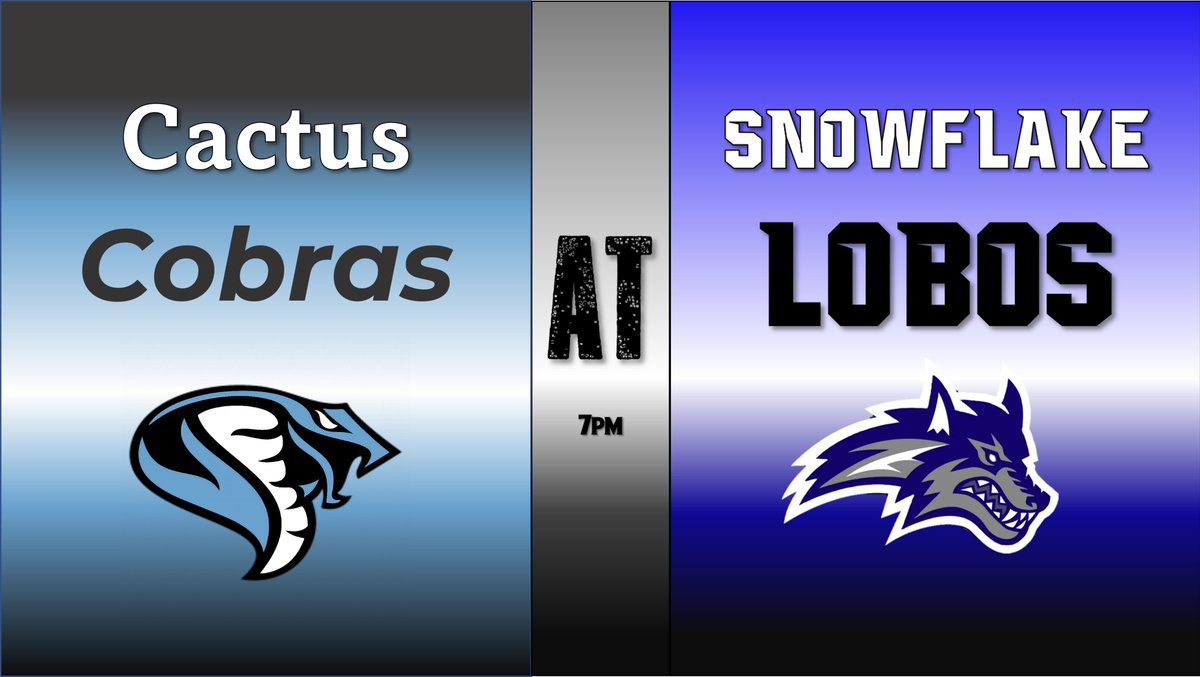 HUGE GAME!  Lets Go Lobos!  Gonna be an epic showdown!
Cactus 🐍 at Snowflake🐺
📍Lobo Stadium
🗓️Friday, September 23
⏱️7pm
📺 Italk SPORTS 106.7 (YouTube channel)

Lobo Nation needs to be bigger than ever!