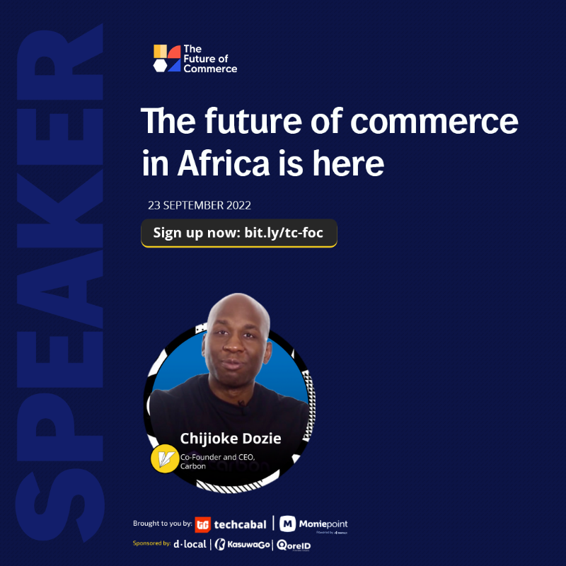 TechCabal's tweet photo. The Future of Commerce is in 2 days

This Friday, we will bring together over 30 tech leaders to discuss how innovation in payments, social media, and logistics are powering Africa’s commerce. 

You do not want to miss this 
#FOC2022