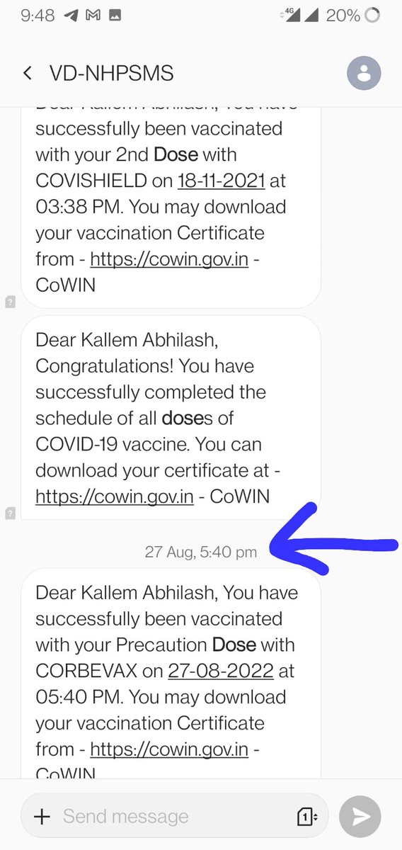 branjith94's tweet photo. most of family and frnds are receiving msgs that they have been administered with precautionary/3rd dose but in reality none of us took the dose. Below are SS of few of such images. Is this a scam going on?  pls resolve this as we are not able to take 3rd dose now @CoreenaSuares2 https://t.co/2Fuld9zArM