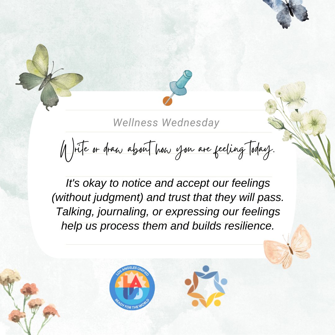 LAUSDHR's tweet photo. Wellness Wednesday - 
For more emotional wellness tips check out:
https://t.co/0ljovvBG3n

#IBelieveInLAUSD #ReadyForTheWorld #onevoiceonehr #WellnessWednesday #LAUSDFamily https://t.co/rYVIsijr8E