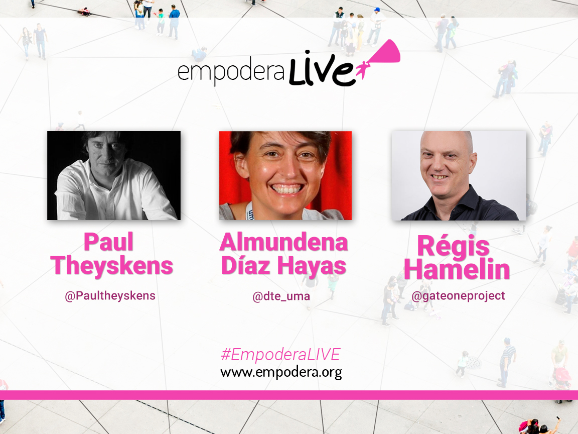 🗣<a href="/paultheyskens/">Paul Theyskens</a>, Almudena Díaz, <a href="/gateoneproject/">Régis Hamelin</a>
 
En el primer bloque hablaremos sobre Tecnologías Disruptivas, un Impacto Positivo
 
We will talk about Technologies, a Positive Impact
 
💼MyDataGlobal, 5GEpicentre y Blumorpho