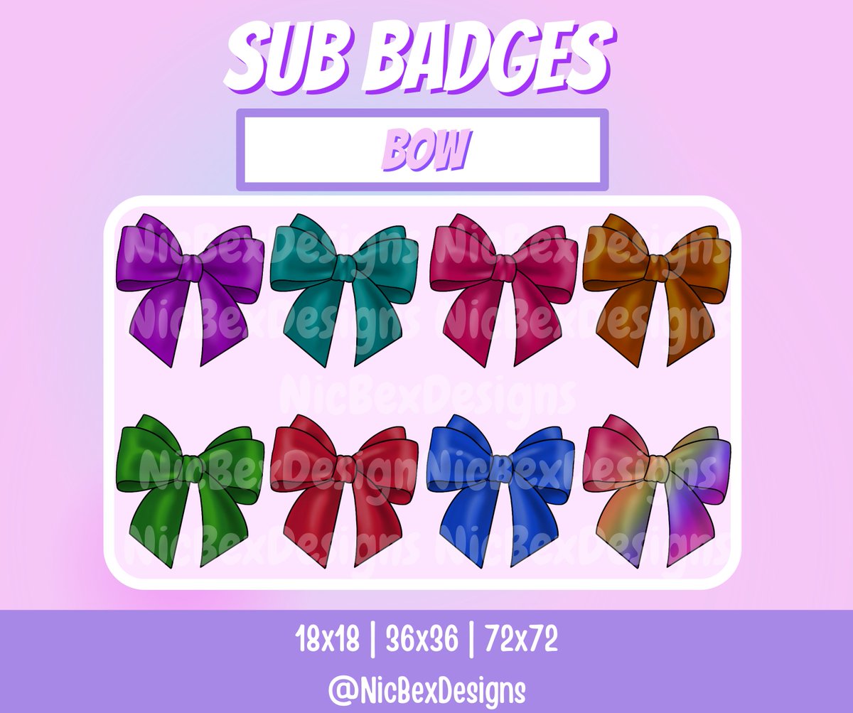 nicbexdesigns's tweet photo. Bow Twitch Sub Badges available on my #etsy shop:
https://t.co/Thf6aI5lHM
#Bitbadges #Youtube #TwitchEmotes #SubBadges #BowSubBadges #BowEmotes #Bows #CuteSubBadges #CuteBows #bowtwitchsubbadges #twitch #twitchtv #twitchaffiliate #twitchstreamer #streaming #kawaii #twitchgirl https://t.co/cNECIREi9X