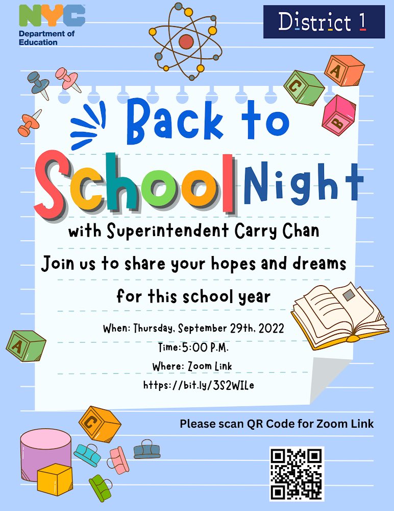 SchoolTns's tweet image. Don’t miss Back to School night with our Superintendent Carry Chan. Thursday, September 29th 2022 @ 5pm, bit.ly/3s2WILe
