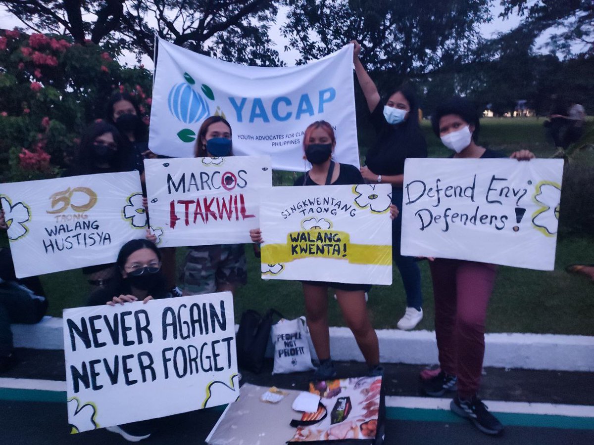 YACAPhilippines's tweet photo. No climate justice under Marcos!

In his speech Marcos pretends to be a champion for climate justice, yet we know that this is all just greenwashing and empty promises. 

#NeverAgain #NeverForget #TuloyAngLaban #ML50 

https://t.co/dOY0cK00Uh https://t.co/PyuVXNcYVG