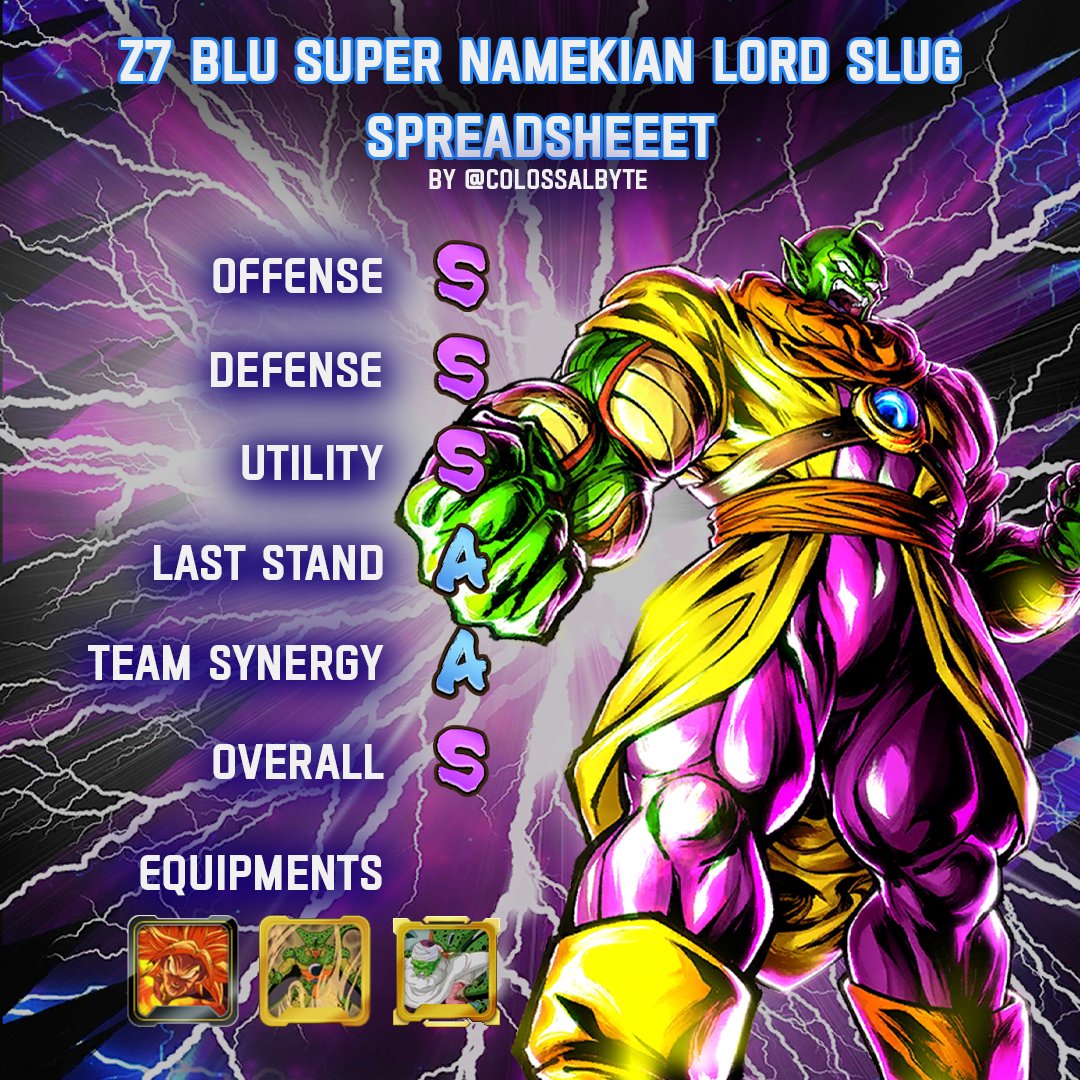 CollosalbyteG's tweet photo. Z7 BLU Super Namekian Lord Slug's team guide is here!
#dragonballlegends #dokkanbattle #dokkanbattlez #dragonballz #dragonballsuper #dokkantips #goku #vegeta #dragonball #gohan #frieza #fyp #beerus #dblegendspvp #dokkan #hakai #majinbuu #Piccolo https://t.co/YgslkDGoXB