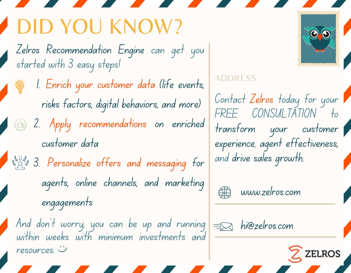zelros's tweet photo. Meet us at #itcvegas2022 at booth 3253 to see how Zelros recommendation engine can get you started with 3 easy steps 🚀
#insurtechconnect #insurtech #itcvegas #itc2022 #zelros #recommendationengine https://t.co/EdKCao1WWb