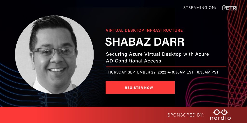 PetriFeed's tweet image. Hear from @ShabazDarr at our conference as he discusses Securing Azure Virtual Desktop.
#virtualization #M365 #VirtualDesktopInfrastructure #VDI #security #1dayconference #Azure
Register here:
bit.ly/3wAcZP3