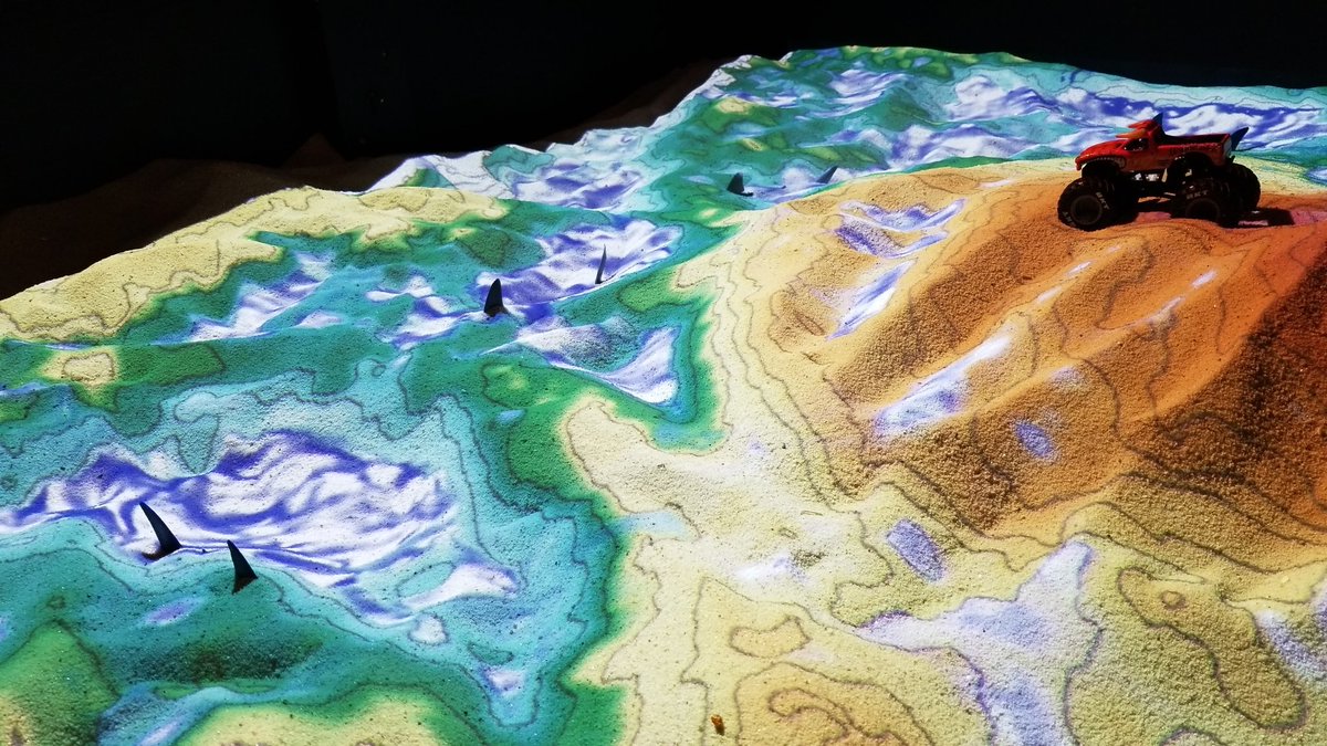 ScienceCentersi's tweet photo. Sharks have invaded our 3d topography table! Come check it out today from 11am to 5pm. Remember it's Free Day!

#tsckids #sciencerules #carbondaleil #southernillinois https://t.co/XfHNMDFHeR