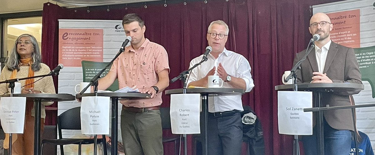 CatherineDostie's tweet photo. Les absents ont toujours torts. Une fois de plus, la CAQ n’est pas représentée dans Jean-Lesage au débat du @cegeplimoilou #polqc @CharlesRobert https://t.co/vvs0uMsXjU