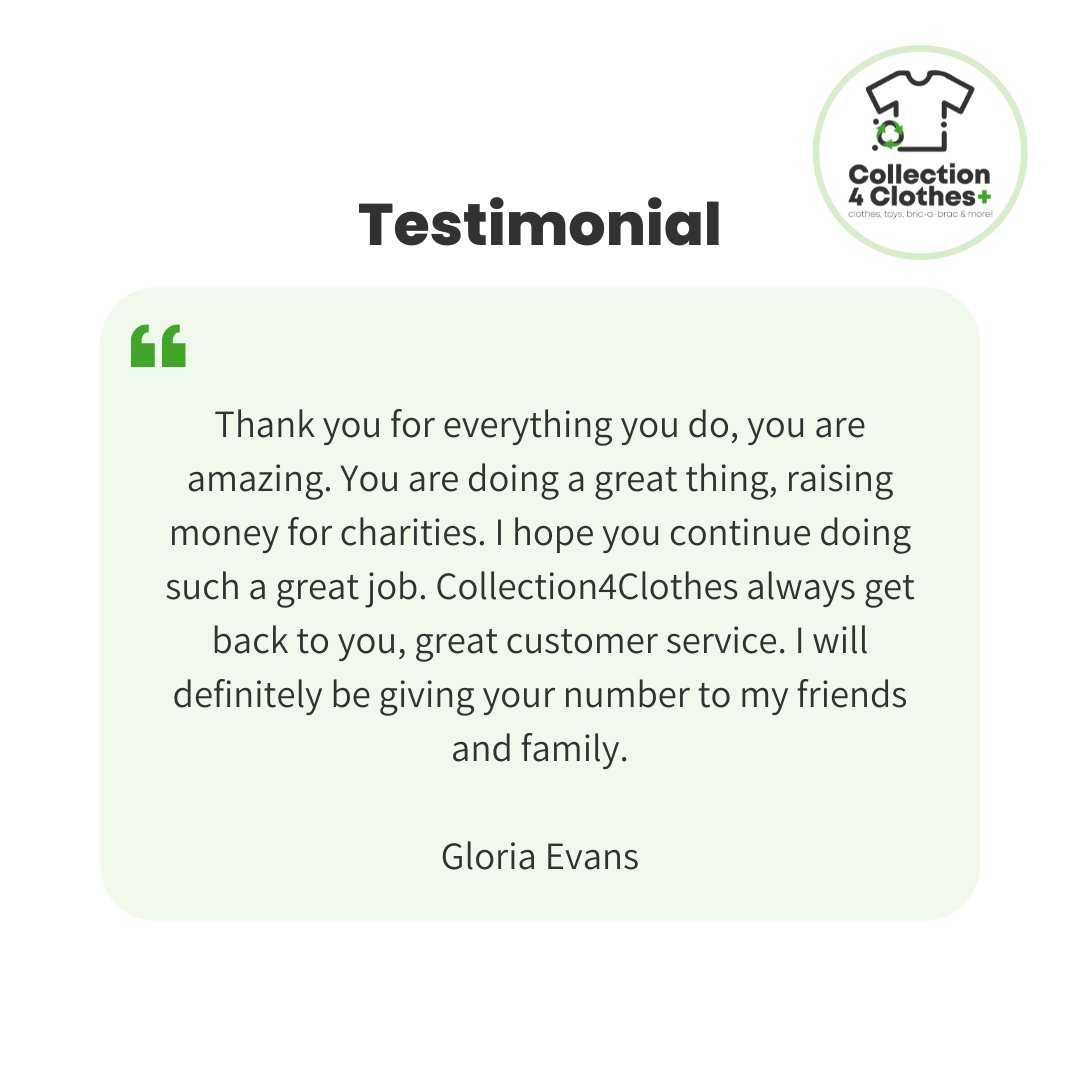 We are proud of our excellent customer service, and we aim to deliver this to you every time! 

#donateclothes #donate #uk #charityuk #ukbusiness #westmidlandsbusiness #uknonprofit #recycle #sustainable #westmidlands #wolverhampton #birmingham #coventry #blackcountry