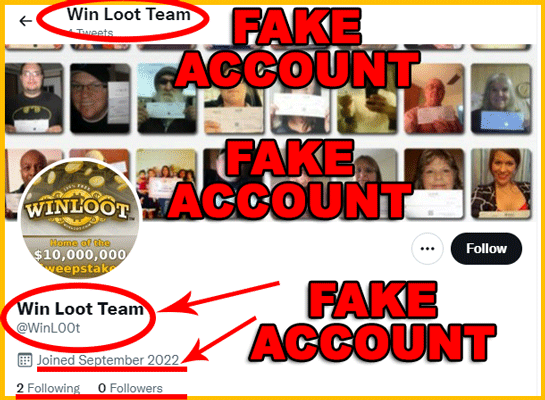 Winloot's tweet photo. Please be advised of this FAKE ACCOUNT posing as Winloot! This account DOES NOT REPRESENT WINLOOT: Win Loot Team @WinL00t

Just a reminder, Winloot is 100% FREE and winners are notified ONLY at their registered email address. https://t.co/XLUTc4yue4