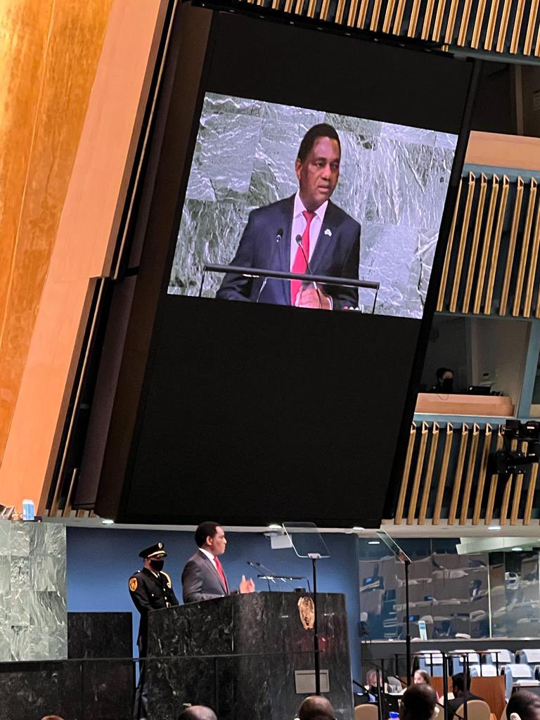 HHichilema's tweet photo. As a country with two-thirds of the population below the age of 25, intergenerational equity is very important to us. Our #NDG seeks to harness this demographic dividend by investing in its youthful &amp; energetic population for a better future. #UNGA2022 https://t.co/AqnPAAyG97