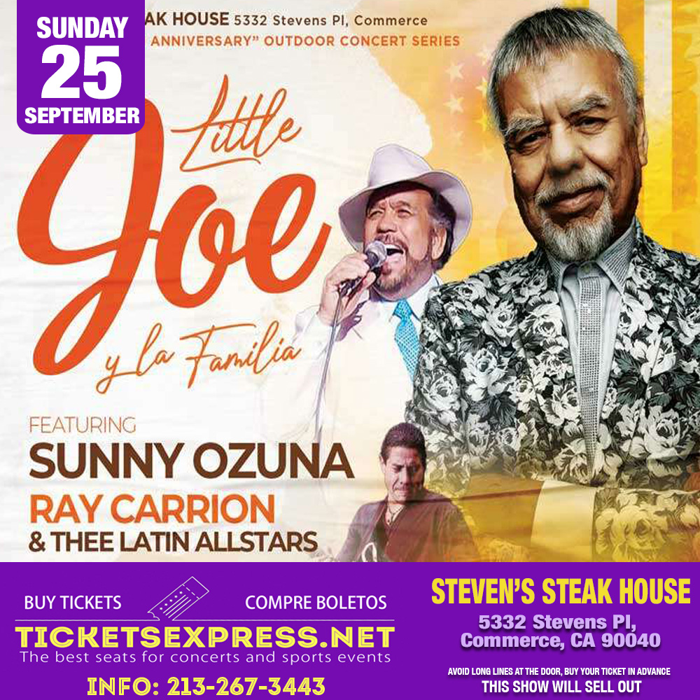 TicketsExpress1's tweet photo. Little Joe y la Familia
Sunny Ozuna
Ray Carrion
Thee Latin Allstars
Sunday September 25 2022
Steven’s Steak House
5332 Stevens Pl, Commerce, CA 90040

Show: 4:00pm

Buy Tickets Here: https://t.co/szzge51D5S

#StevensSteakHouse #ticketsexpress #concierto #compreboletos #buytickets https://t.co/ryxgNm6iGM