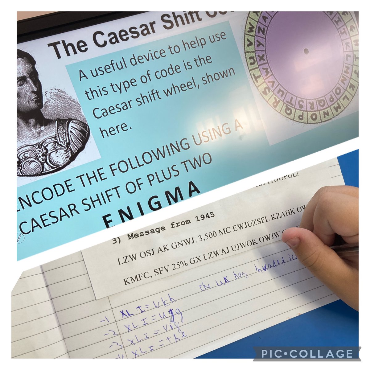 Kicking off our coding week with a look at the role Bletchley Park played in WW2. 
The children were amazed and many manage to crack the Caesar Shift Code to unlock secret wartime messages. 😊 #ethicallyinformedcitizens #ambitiouscapablelearners