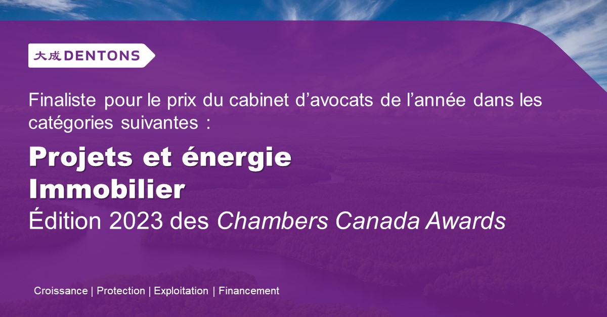 DentonsQC's tweet photo. Nous sommes fiers d’être en lice pour le prix du cabinet d’avocats de l’année dans les catégories Projets et énergie et Immobilier dans le cadre du gala 2023 de @Chambersguides.
https://t.co/jIcvzJsYxz https://t.co/TDSswXcMF8