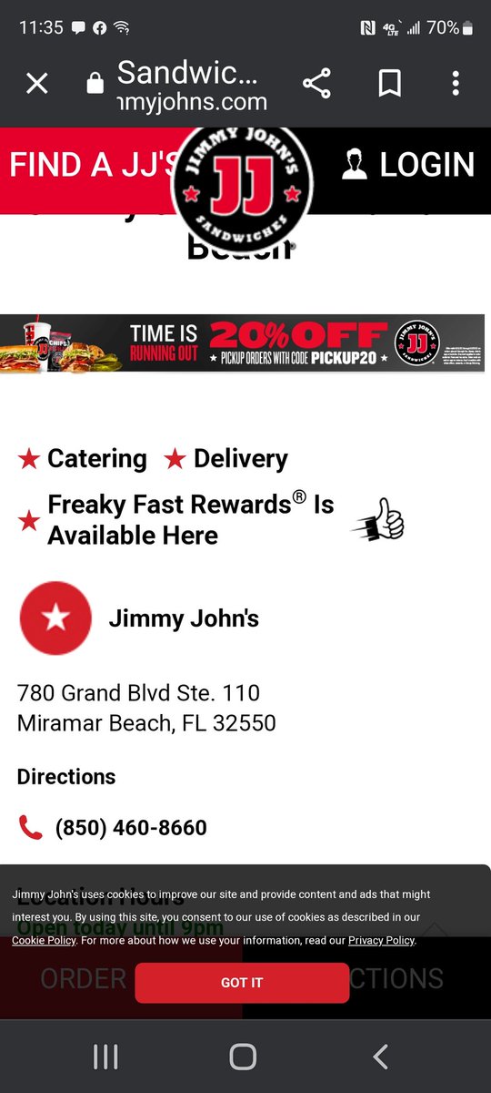Hey <a href="/jimmyjohns/">Jimmy John’s</a> You hire some mean, unhappy people. Driving in Florida and one of your drivers (11:30am 9/21) Honked at us, acted like they were gonna hit us, flipped us off then turned into your store. We weren't even in the lane he was driving.
The truck had your sign on top.