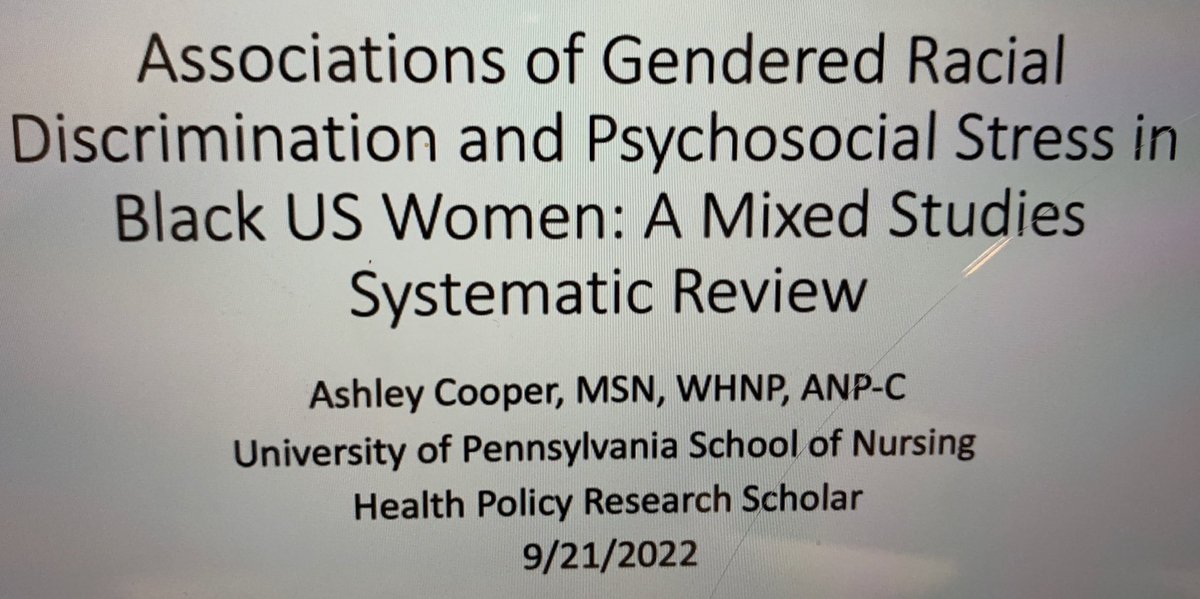 jkmcgee's tweet photo. Attending #IAPHS? Be sure to check out my @HPRScholars mentee @AJCooperTweets presenting on “Associations of gendered racial discrimination & psychosocial stress in Black women:A Mixed studies systematic review” TODAY at 3pm #HPRS #communitypilars https://t.co/dKHX7WvSPf